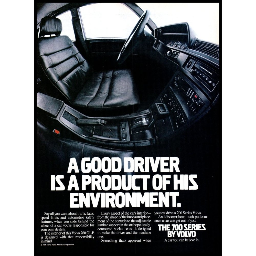 1986 Volvo 760 GLE Sedan Interior Leather Vintage Print Ad 700 Series Wall Art
